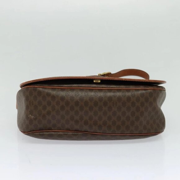 CELINE Macadam Canvas Shoulder Bag PVC Leather Brown Gold Auth bs25678 - Picture 10 of 16